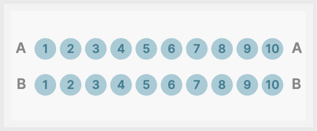 Example chart with a section and two rows of 10 seats each